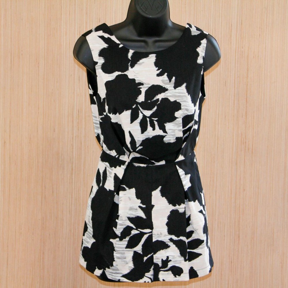Topshop Petite Beige Black Sleeveless Romper - 2